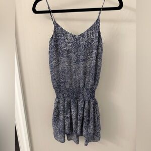 Derek Lam 10 Crosby Sz. 0 Navy Blue Printed Sleeveless Smocked Tiered Mini Dress